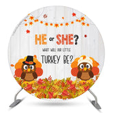 Lofaris Turkey Yellow Leaves Fall Round Baby Shower Backdrop